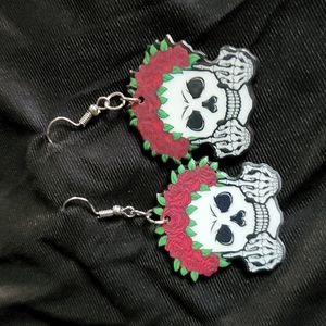 Hippy sun Skelton roses sugar skull Halloween earrings